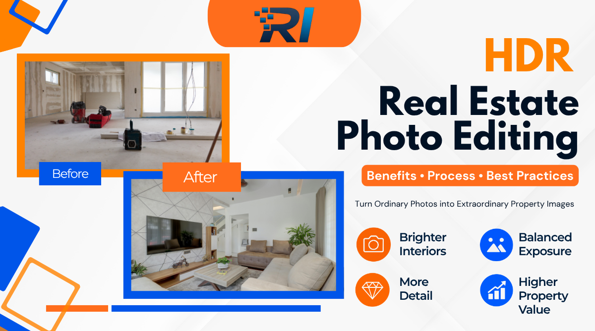 HDR real estate photo editing before and after